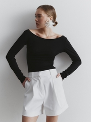 Лонгслив из вискозы, цвет чёрный