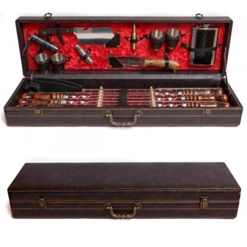 Кизлярский набор шампуров в коробке кожзам №1