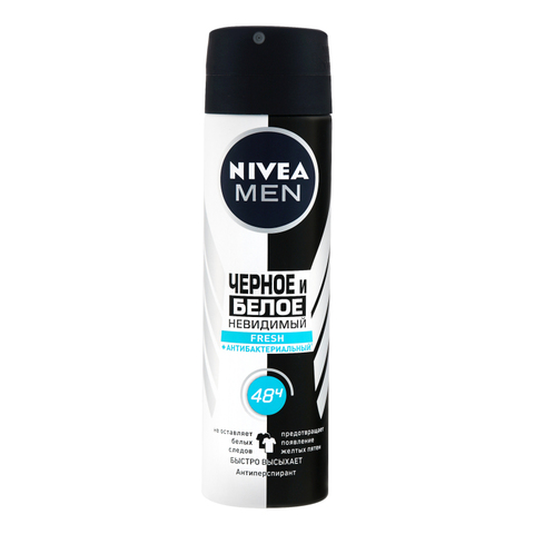 Antiperspirant \  Антиперспирант\ Anti-perspirant \ Дезодорант-спрей Дезодорант Nivea Men Fresh Невидимый для черного и белого 150мл