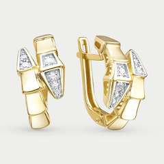 Серьги женские с фианитами из желтого золота 585 пробы