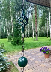 Дождевая цепь «Ковка. Корзинка и шар», зеленый RAL6005