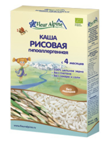 Каша Fleur Alpine Organic рисовая гипоаллергенная безмолочная