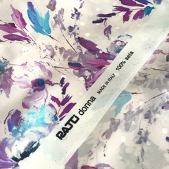 шелк матовый сиреневые цветы