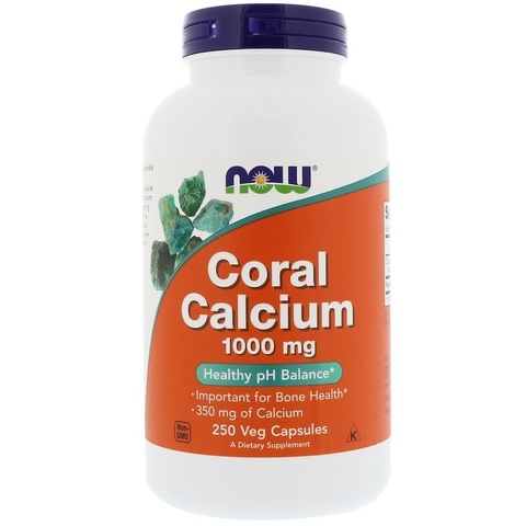 Now Foods, кальций из кораллов, 1000 мг, 250 растительных капсул