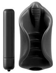 Чёрный мастурбатор Vibrating Silicone Stimulator с вибрацией - 