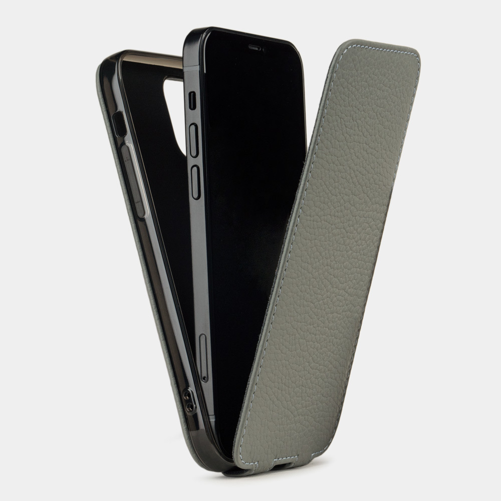 Чехол для iPhone 12 Pro Max из натуральной кожи теленка, стального цвета