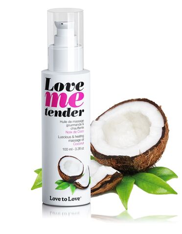 Съедобное согревающее массажное масло Love Me Tender Cocos с ароматом кокоса - 100 мл.