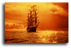 Постер "Корабль, уплывающий в закат"