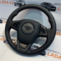 Руль Люкс глянец Lada Priora, 2110 с ЕВРО панелью в Экокоже