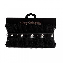 Чокер с шипами и черным кружевом