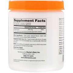 Doctor's Best, 100% хелатный легкоусвояемый порошок магния с «Albion Minerals», вкус персика, 347 г (12,3 унции)