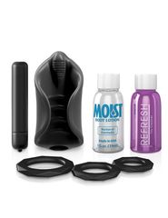 Чёрный мастурбатор Vibrating Silicone Stimulator с вибрацией - 