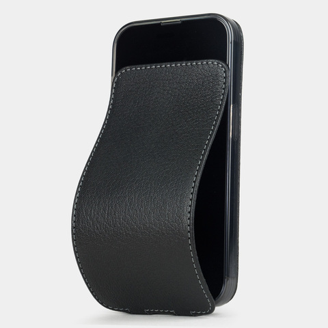 Чехол для iPhone 15 Pro из кожи козы, черного цвета