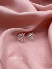 Серьги звездочки серебристые