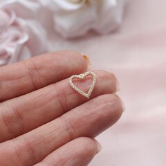 Подвеска Сердце с фианитами 13*12 мм, позолота, П542