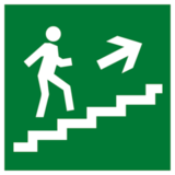 Е15 Эвакуационный знак - Направление к эвакуационному выходу по лестнице вверх направо