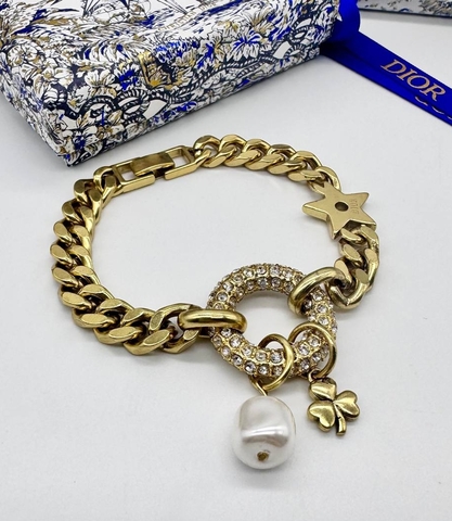 Браслет цепь DIOR с подвесками и логотипом CD