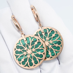 83020147 - Серьги из серебра с круглыми подвесками, вставка малахит