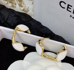 Серьги-конго CELINE с белой эмалью качество lux