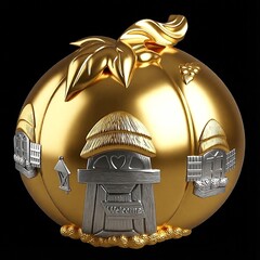 Силиконовый молд № 422 домик Тыква 2 D № 2 ( серия домики для гномов и фей)