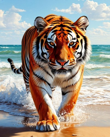 Картина по номерам Тигр и море