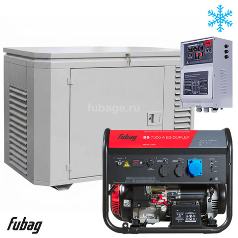 Бензиновый генератор в зимнем кожухе с блоком АВР Fubag BS 7500 A ES DUPLEX/1200SCW RAL 7035