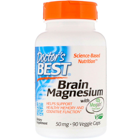 Doctor's Best, Магний для мозга, содержит Magtein, 50 мг, 90 вегетарианские капсулы