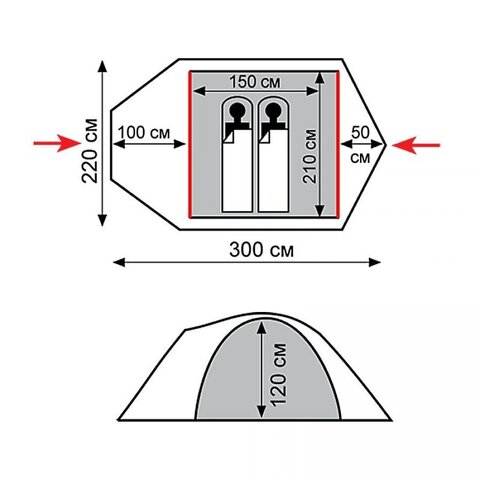 Картинка палатка туристическая Tramp TRT-22 серый - 2