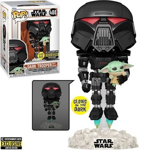 Фигурка Funko POP! Star Wars. The Mandalorian: Dark Trooper with Grogu (GW Exc) (488)