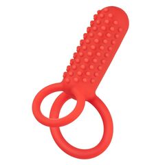 Красное эрекционное кольцо Silicone Rechargeable Vertical Dual Enhancer - 