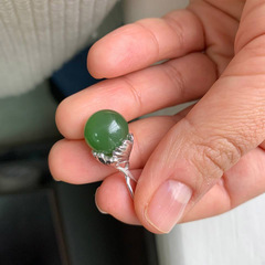 Подвеска "Лист Гинкго". Зеленый нефрит. Бриле.