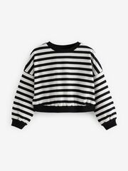 Толстовка укороченная для девочки Next N90-183, Черный, Белый