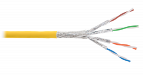 Кабель NIKOLAN S/FTP, 4pair, Cat7a, Solid, In, LSZH (4375C-YL) (500м.)