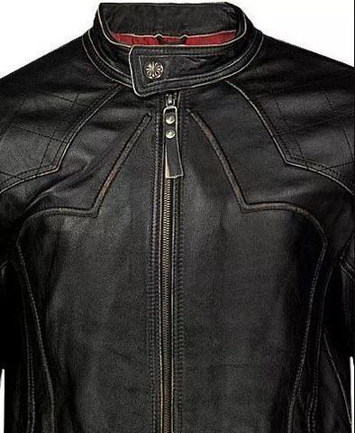 Affliction | Куртка мужская кожаная Silent Black A1212BLK молния