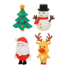 
          Ластик Qihao, фигурный, разборный, серия "Новогодние", объемный цветной корпус в виде снеговика, Деда Мороза, олененка и елочки