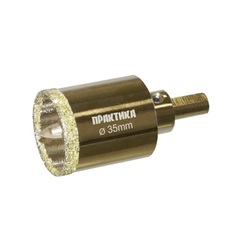 Коронка алмазная ПРАКТИКА Профи по керамограниту/керамике  35х70мм, пилотное сверло, (917-637)