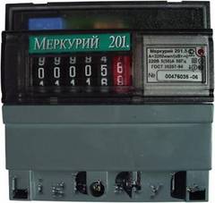 МЕРКУРИЙ Счетчик 201.5 (220V 5-50А 1ф. 1кл.т. 1 тариф Мех. дин рейка)