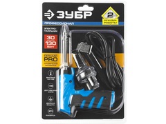 ЗУБР ТУРБО 30/ 130 Вт, конус, керамический нагреватель, электропаяльник с пистолетной рукояткой, Профессионал (55408)