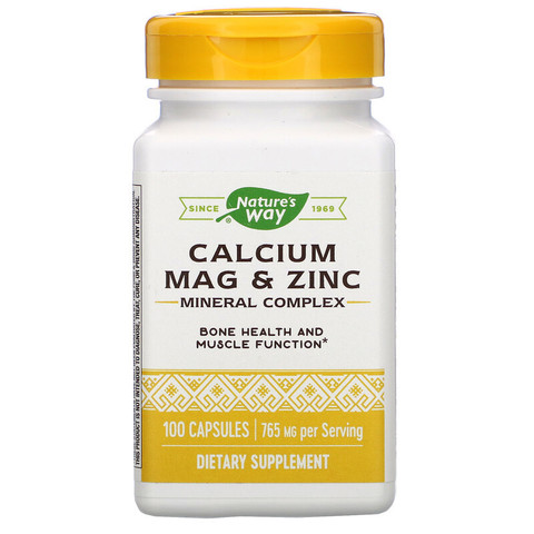 Nature's Way, Кальций, магний, цинк, 765 mg, 100 капсул