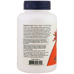 Now Foods, Жевательные таблетки витамина C-500, со вкусом вишни и ягод, 100 таблеток