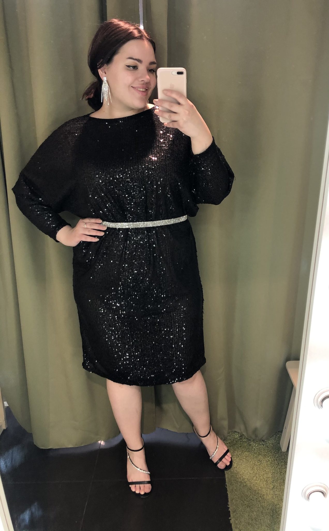 Платье-кокон, пайетки,черный