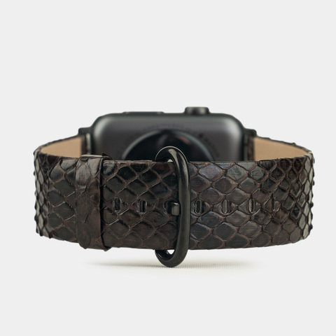 Ремешок для Apple Watch 40/41/42 mm из кожи питона, темно-коричневого цвета