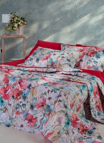 Постельное белье 2 спальное евро Mirabello Acquerello R80 Rosso розовое