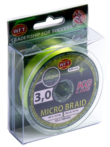 Леска плетёная WFT KG MICRO BRAID Chartreuse 150 м, 0.04 мм