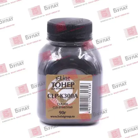 Тонер БУЛАТ s-Line CLP-K300A для Samsung CLP-300 (Чёрный, банка 90 г)