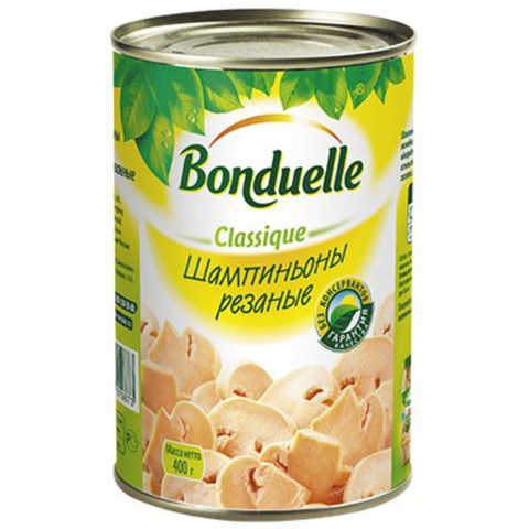 Грибы BONDUELLE Шампиньоны резаные 425 гр ж/б ВЕНГРИЯ