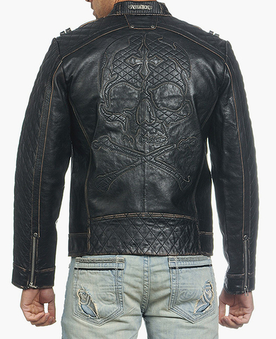 Affliction | Куртка кожаная мужская Highway Man Jacket 110OW067 спина