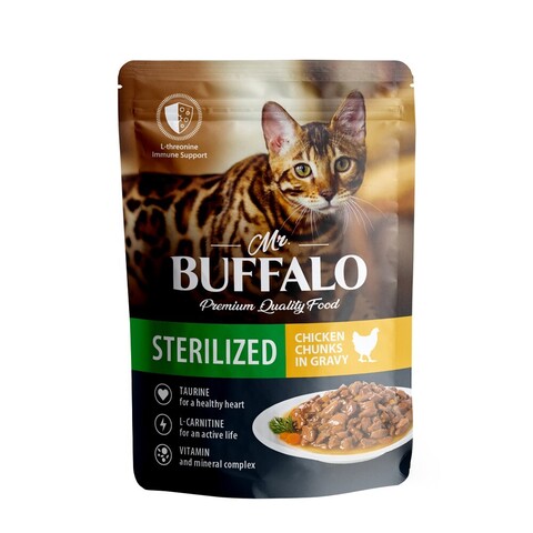 Mr. Buffalo STERILIZED пауч для стерилизованных кошек цыпленок в соусе 85г