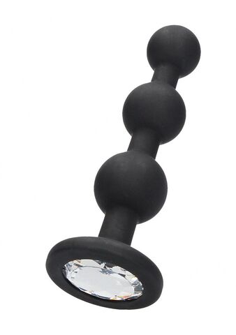 Черная анальная елочка с прозрачным стразом Beaded Diamond Butt Plug - 11,4 см. - Shots Media BV Ouch! OU480BLK