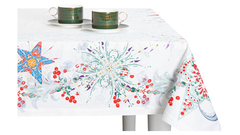 Скатерть 168х450см Mix&Match Home Счастливая звезда белая с принтом